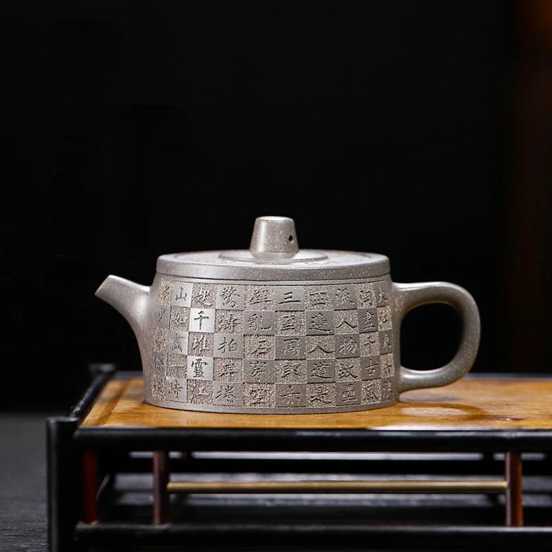 250ml Chinese Handmade Purple Clay Pot  Yixing Tea Pot Home  Gray Kung Fu Teaware Set