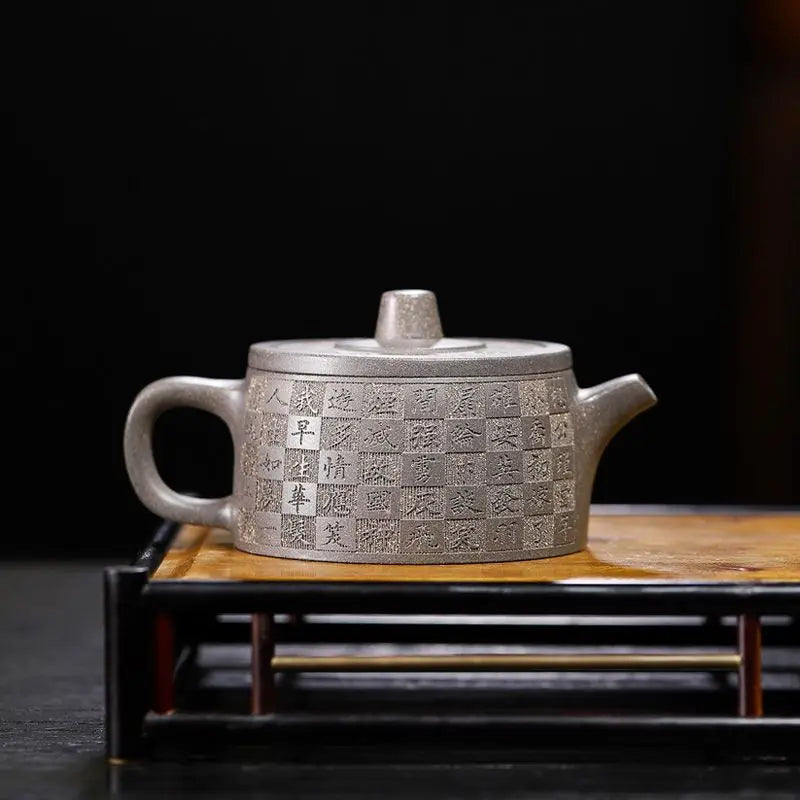 250ml Chinese Purple Clay Pot Handmade Yixing Tea Pot Home  Gray Kung Fu Tea Set