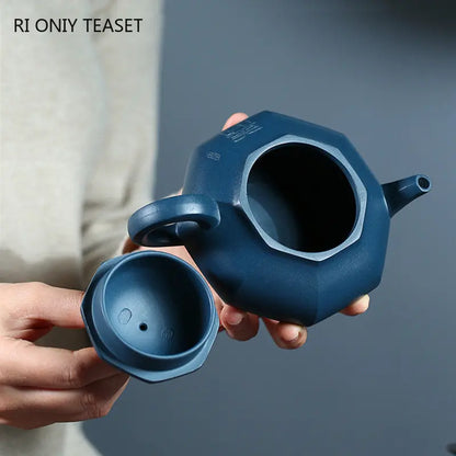 250ml Chinese Yixing Purple Clay Teapot Famous Artists Handmade Tea Pot Raw Ore Azure Mud Kettle Authentic Zisha Tea Set Teaware
