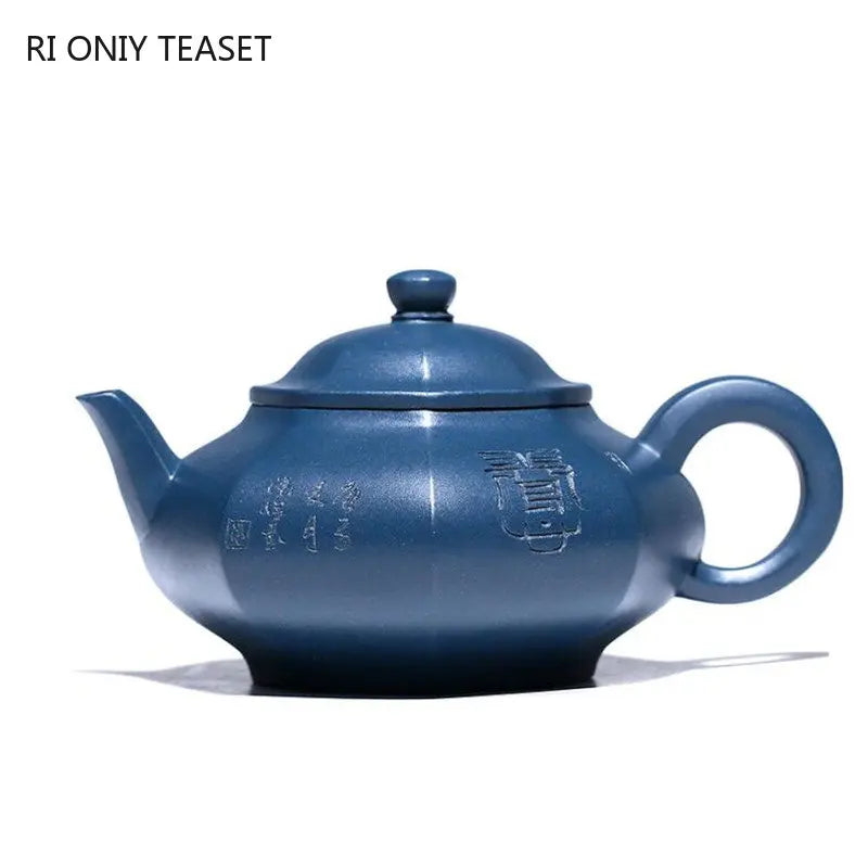 250ml Chinese Yixing Purple Clay Teapot Famous Artists Handmade Tea Pot Raw Ore Azure Mud Kettle Authentic Zisha Tea Set Teaware