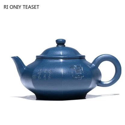 250ml Chinese Yixing Purple Clay Teapot Famous Artists Handmade Tea Pot Raw Ore Azure Mud Kettle Authentic Zisha Tea Set Teaware