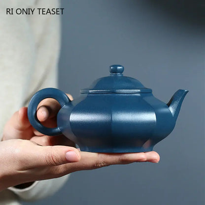 250ml Chinese Yixing Purple Clay Teapot Famous Artists Handmade Tea Pot Raw Ore Azure Mud Kettle Authentic Zisha Tea Set Teaware