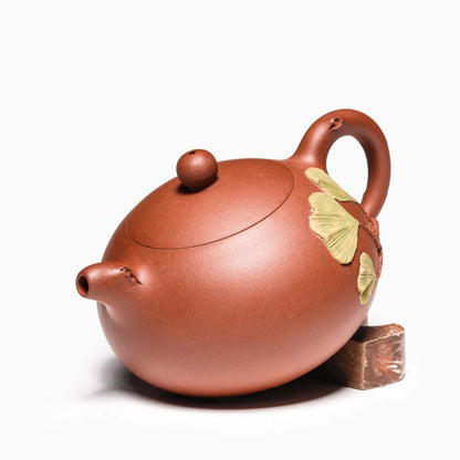 250ml Genuine Zisha teapot Yixing original mine purple clay famous handmade ginkgo tea pots tea tray tea table decoration
