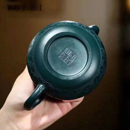250ml High-end Yixing Purple Clay Teapots Handmade Dragon Pattern Tea Pot Raw Ore Dark Green Mud Kettle Zisha Tea Set Collection
