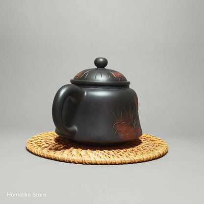 250ml Jianshui Purple Clay Handmade Lotus Carving Tea Pot(Not Yixing Zisha) Kung Fu Tea Set Drinkware Tea Ceremony