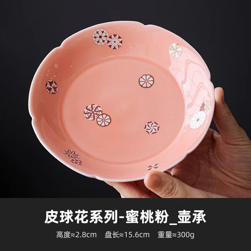 250ml Retro Palace Glazed Teapot  Honey Peach Powder Small Pot Household Tea Soaking Kettle with Ball Hole Flower Tea Cafes Gift