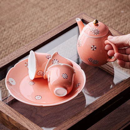 250ml Retro Palace Glazed Teapot  Honey Peach Powder Small Pot Household Tea Soaking Kettle with Ball Hole Flower Tea Cafes Gift