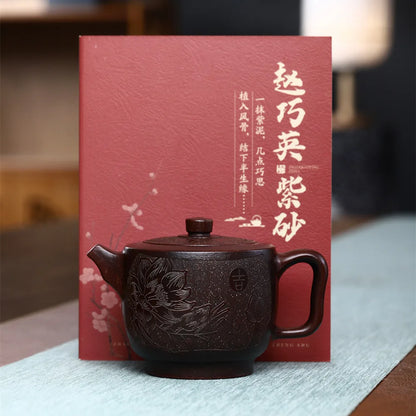 250ml Yixing Purple Clay Tea Pot Hand-painted Dragon Pattern Beauty Teapot Chinese Zisha Tea Set Custom Tradition Filter Kettle