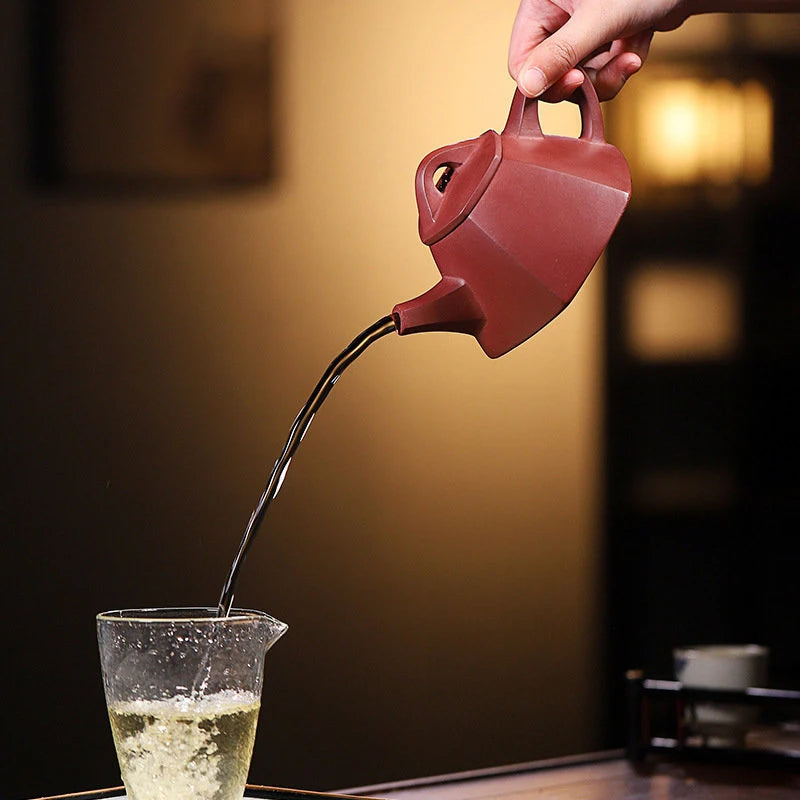 250ml Yixing Purple Clay Teapots Famous Artists Handmade Tea Pot Raw Ore Dragon Blood Sand Kettle Chinese Zisha Tea Set Teaware