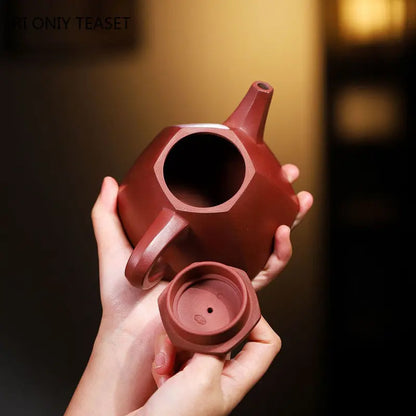 250ml Yixing Purple Clay Teapots Famous Artists Handmade Tea Pot Raw Ore Dragon Blood Sand Kettle Chinese Zisha Tea Set Teaware