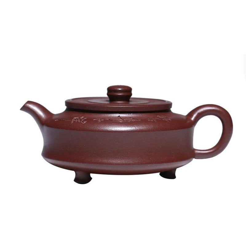 250ml Yixing Purple Clay Teapots Famous Artists Handmade Triangular Shape Tea Pot Beauty Kettle Chinese Zisha Tea Set Teaware