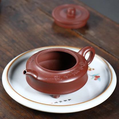 250ml Yixing Purple Clay Teapots Famous Artists Handmade Triangular Shape Tea Pot Beauty Kettle Chinese Zisha Tea Set Teaware