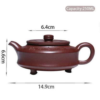 250ml Yixing Purple Clay Teapots Famous Artists Handmade Triangular Shape Tea Pot Beauty Kettle Chinese Zisha Tea Set Teaware