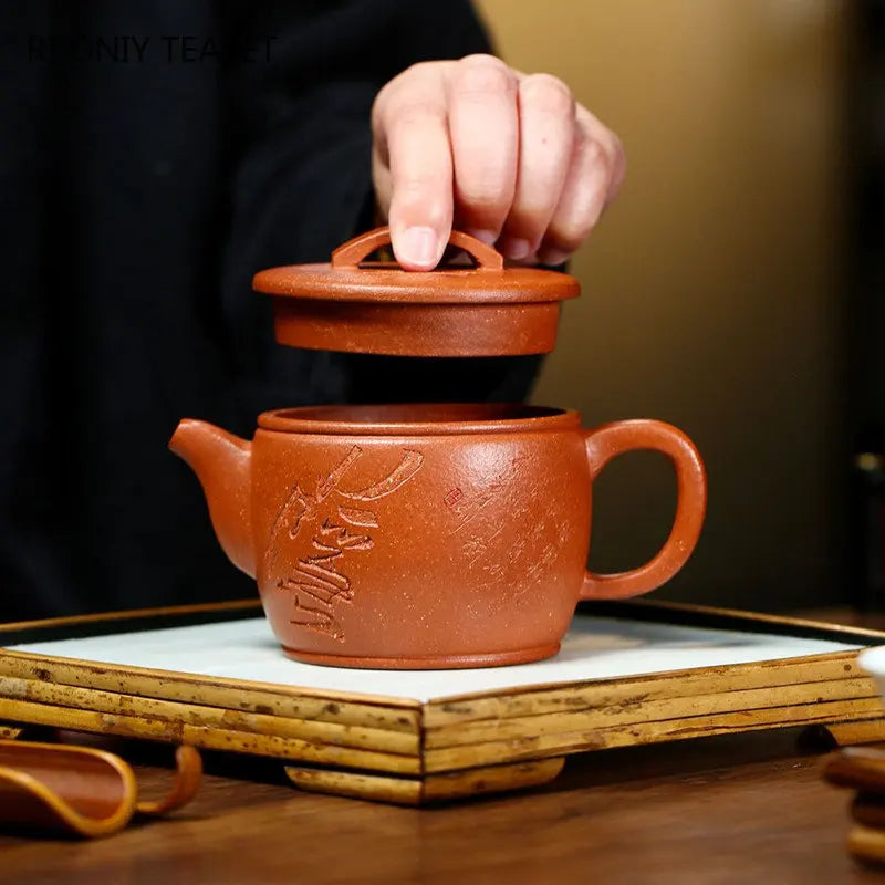 250ml Yixing Raw Ore Purple Clay Teapot Famous Handmade Large Caliber Tea Pot Beauty Kettle Authentic Chinese Zisha Tea Set
