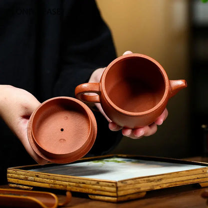 250ml Yixing Raw Ore Purple Clay Teapot Famous Handmade Large Caliber Tea Pot Beauty Kettle Authentic Chinese Zisha Tea Set