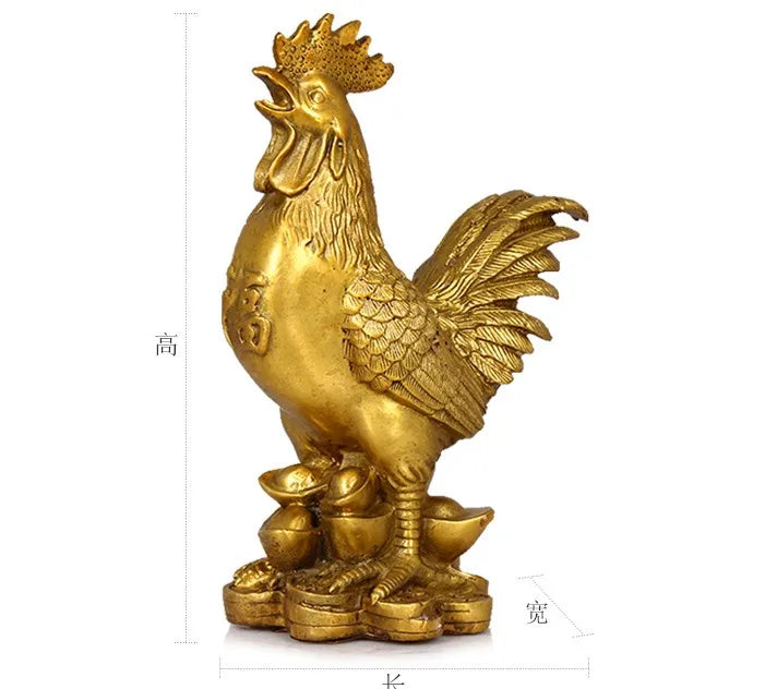 25CM LARGE # Good luck Talisman # office home shop Money Drawing Lucky Protection Cock rooster Brass statue