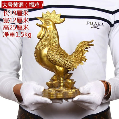 25CM LARGE # Good luck Talisman # office home shop Money Drawing Lucky Protection Cock rooster Brass statue