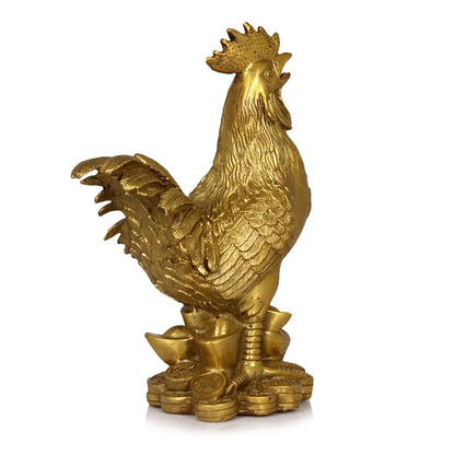 25CM LARGE # Good luck Talisman # office home shop Money Drawing Lucky Protection Cock rooster Brass statue