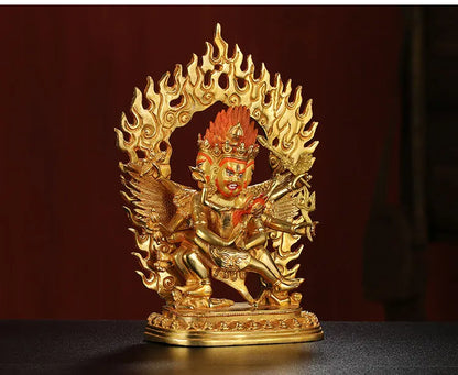 25CM large -GOOD--home family efficacious Protection Buddhist Buddhism Puba Jingang Yamantaka Gold-plated brass Buddha statue