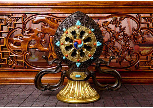 25CM large High-grade Tibet Nepal Buddhism HOME efficacious Tantric ritual gilding JinlunBao Auspicious Symbols Buddhism statue