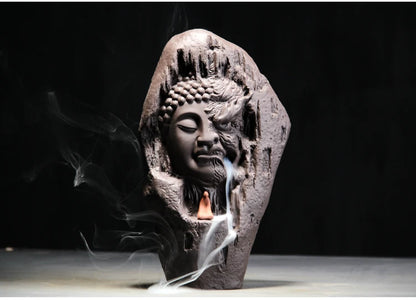25CM large Southeast Asia Buddhism Good and evil ART HOME bless family Safe CHAN DAO Ceramic Buddha Ornament censer statue
