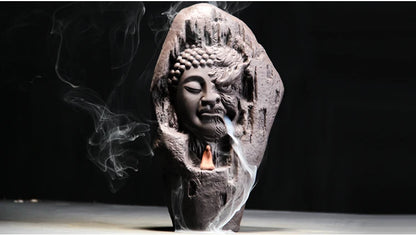 25CM large Southeast Asia Buddhism Good and evil ART HOME bless family Safe CHAN DAO Ceramic Buddha Ornament censer statue