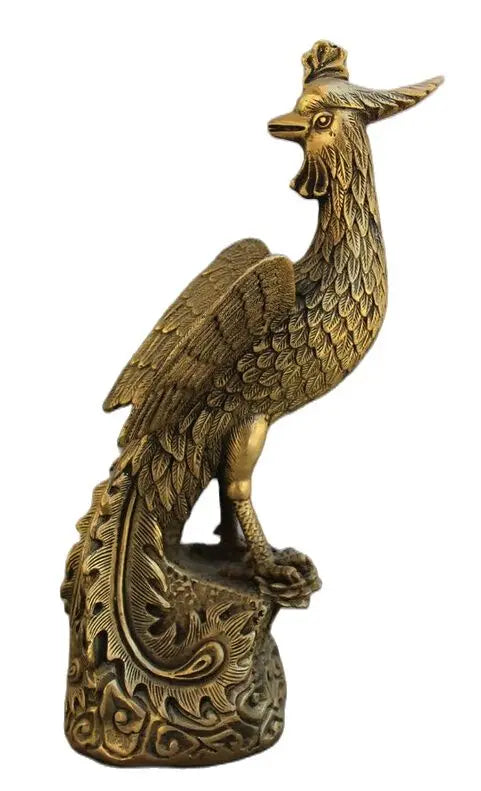 25CM10" Brass animal fung-hwang Feng Huang Bird sculpture Statue