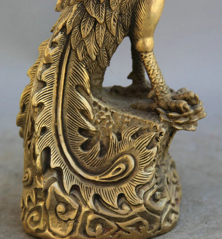 25CM10" Brass animal fung-hwang Feng Huang Bird sculpture Statue