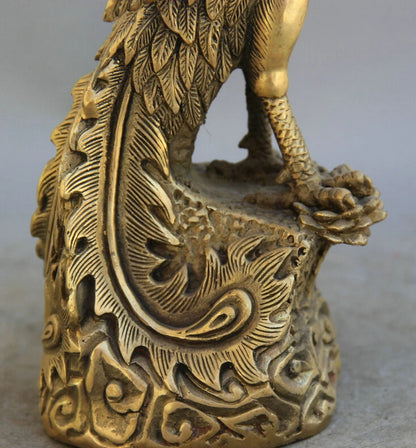 25CM10" Brass animal fung-hwang Feng Huang Bird sculpture Statue