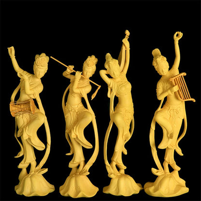 25cm Dunhuang Flying  Four Beauty Chinese Style Home Decoration Classical Four Beauties Wood Statue Home Decoration