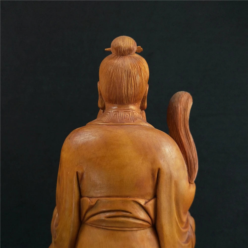 25cm Wood Carving Taoism Figure Lao Zi Office Supplies Home Decoration Feng Shui Desk Ornaments