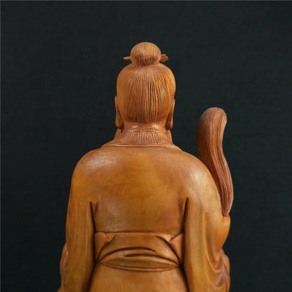 25cm Wood Carving Taoism Figure Lao Zi Office Supplies Home Decoration Feng Shui Desk Ornaments