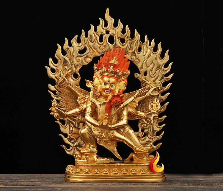 25cm   bless Safety Health Talisman # Tibet efficacious Protection Nepal Gold-plated Vajrabhairava Puba Jin Kong Buddha statue