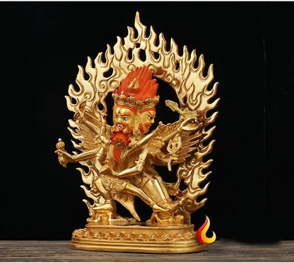 25cm   bless Safety Health Talisman # Tibet efficacious Protection Nepal Gold-plated Vajrabhairava Puba Jin Kong Buddha statue