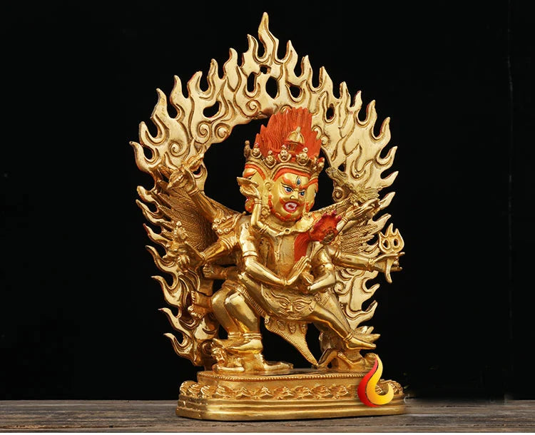 25cm   bless Safety Health Talisman # Tibet efficacious Protection Nepal Gold-plated Vajrabhairava Puba Jin Kong Buddha statue