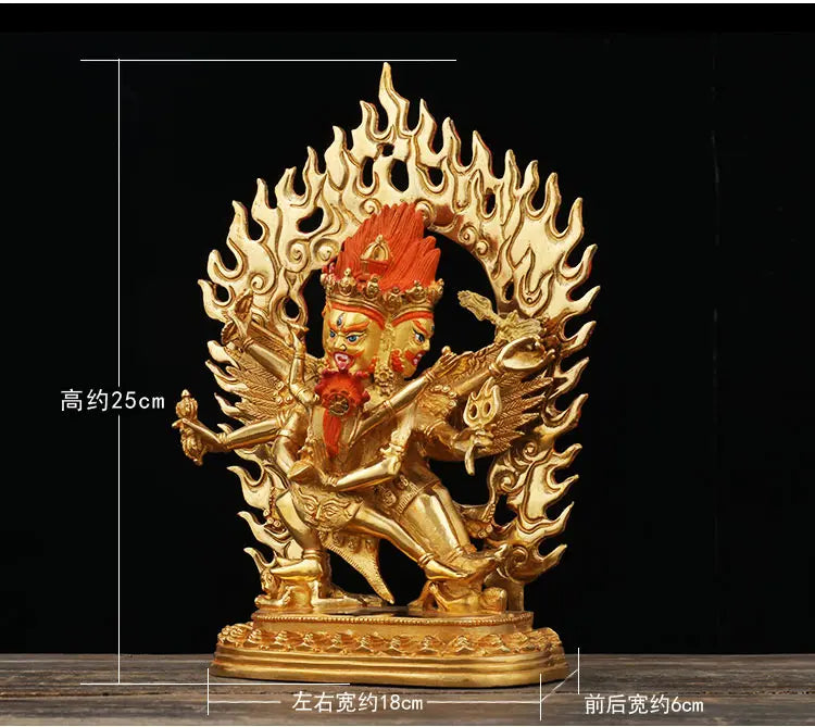 25cm   bless Safety Health Talisman # Tibet efficacious Protection Nepal Gold-plated Vajrabhairava Puba Jin Kong Buddha statue