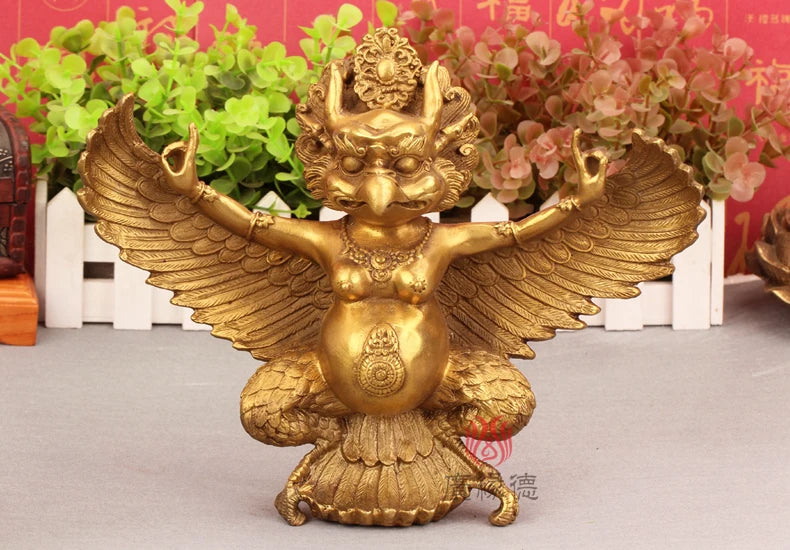 26 CM large # HOME Talisman efficacious Protection # exorcise evil spirits Garuda Dhwaja gods Garuda Dharma brass statue