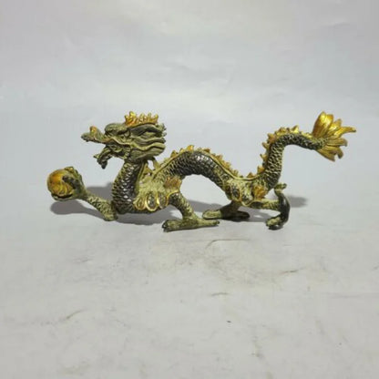 26 cm Chinese Brass animal Dragon Statue Bronze Dragon Statue sculpture