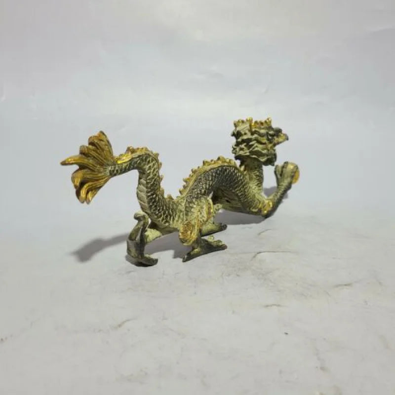 26 cm Chinese Brass animal Dragon Statue Bronze Dragon Statue sculpture