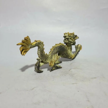 26 cm Chinese Brass animal Dragon Statue Bronze Dragon Statue sculpture