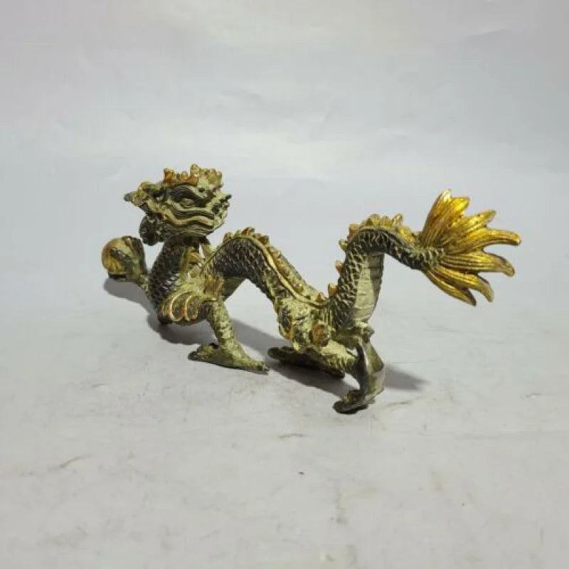 26 cm Chinese Brass animal Dragon Statue Bronze Dragon Statue sculpture