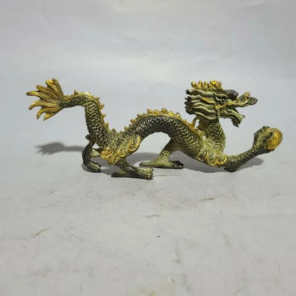 26 cm Chinese Brass animal Dragon Statue Bronze Dragon Statue sculpture