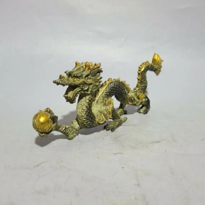 26 cm Chinese Brass animal Dragon Statue Bronze Dragon Statue sculpture