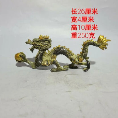 26 cm Chinese Brass animal Dragon Statue Bronze Dragon Statue sculpture