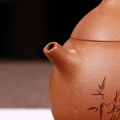 260CC Yixing Authentic Handmade Teapot Black Tea Dahongpao Teaware Dragon Egg Tea Pot Lettering Literati Hand-painted
