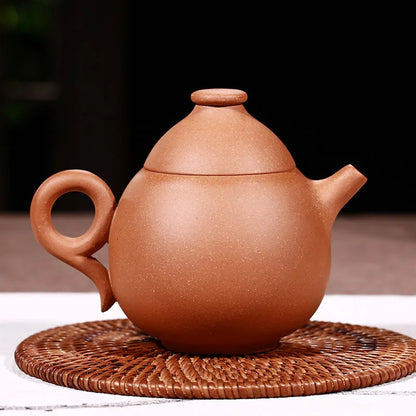 260CC Yixing Authentic Handmade Teapot Black Tea Dahongpao Teaware Dragon Egg Tea Pot Lettering Literati Hand-painted