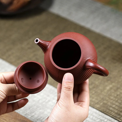 260ML Authentic Dahongpao Stripe Filter Kettle Yixing Purple Clay Teapot Handmade Beauty Tea Pot Customized Zisha Tea Set
