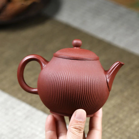 260ML Authentic Dahongpao Stripe Filter Kettle Yixing Purple Clay Teapot Handmade Beauty Tea Pot Customized Zisha Tea Set