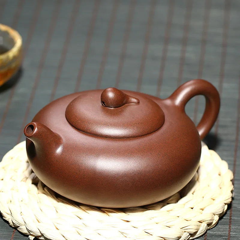 260ML Mechanical Production Clay Teapot Oblate Yixing Tea Pot Puli Teaware Oolong Tea Set Traditional Chinese Filter Kettle