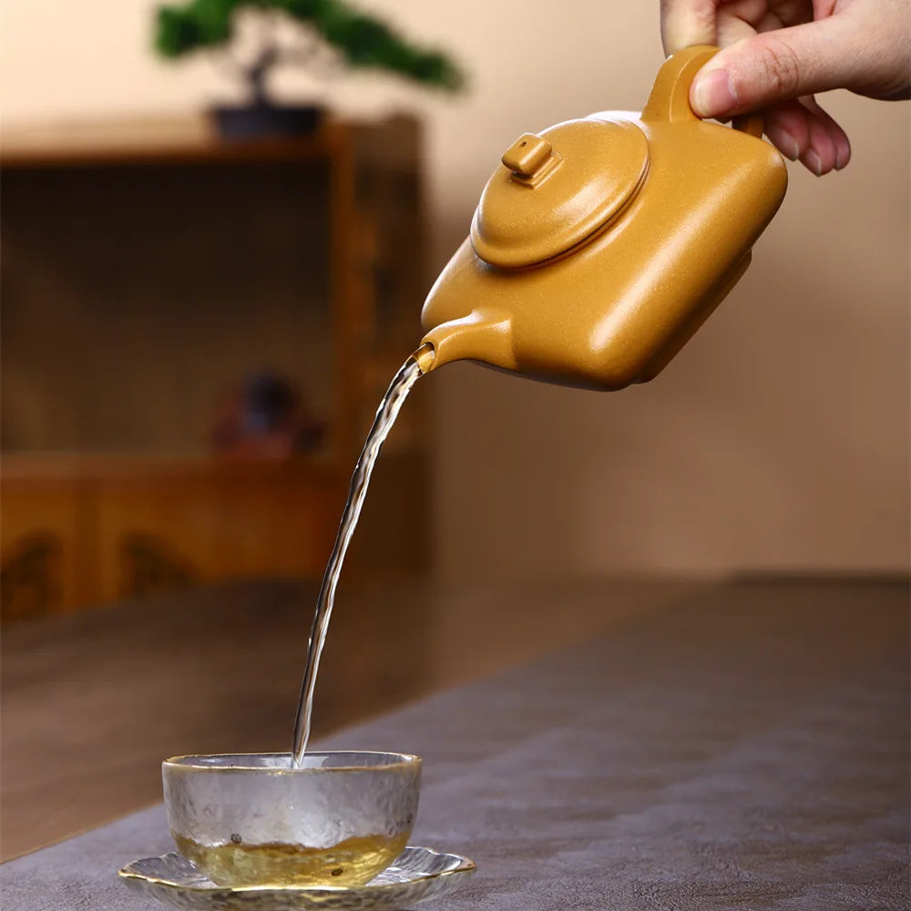 260cc Real Handmade Yixing Kettle Raw Ore Duan Mud Clay Teapot Golden Teaware Kung Fu Zisha Superior Tea Pot